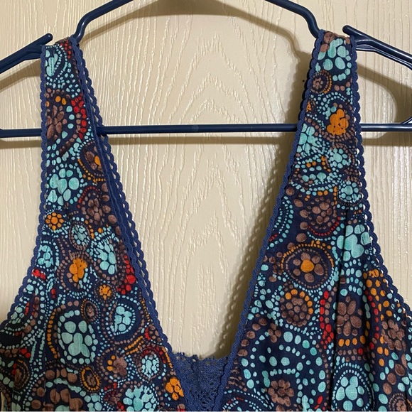 NWT Free People sz 8 navy blue double v mini dress - Picture 5 of 6